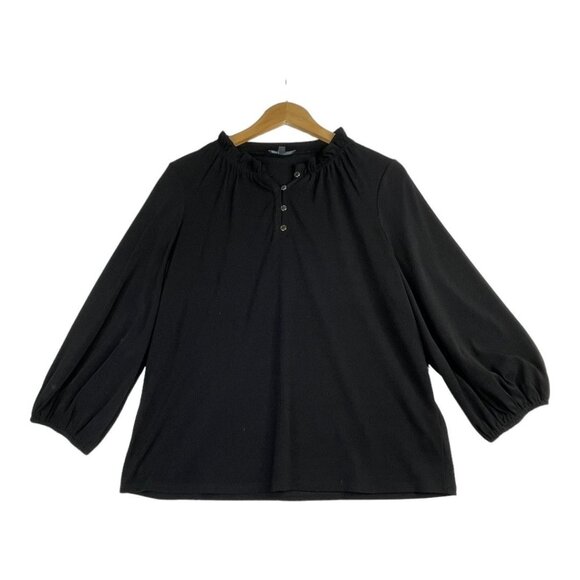 Adrianna Papell Peasant Long‎ Sleeve Blouse size Medium Black - Picture 1 of 6